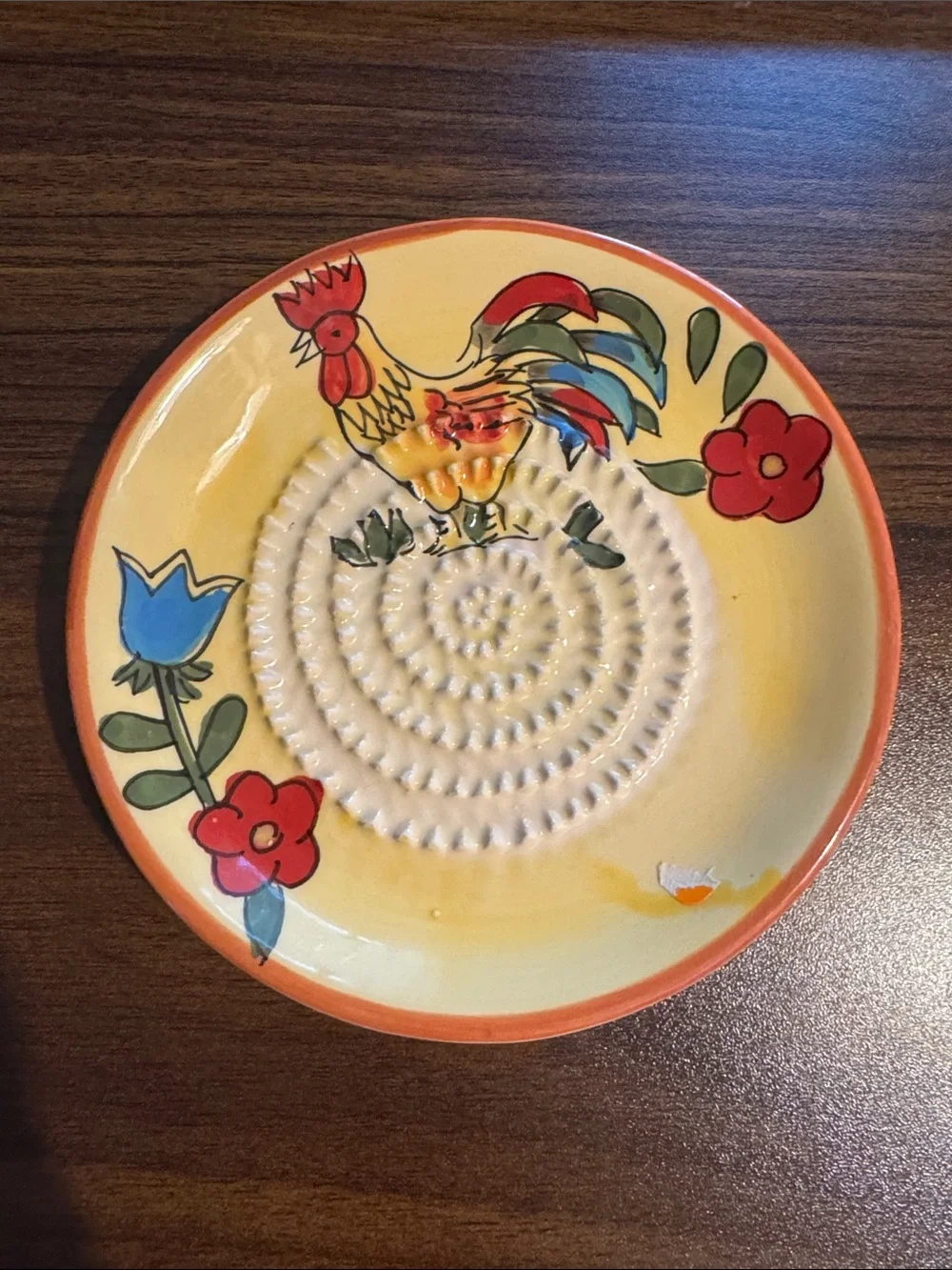 Vintage Fine French Garlic Grater Plate Rooster #10615 - 5